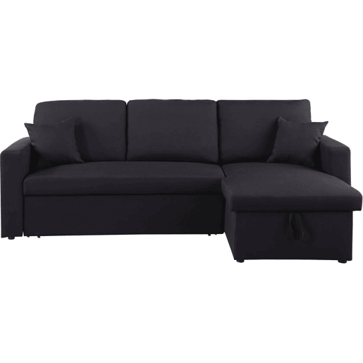 Sofá de canto conversívelreversível Alain - 221 x 145 x 85 cm - 3 lugares - Preto