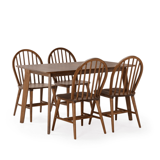 Conjunto de mesa 140x80 cm e 4 cadeiras de jantar Clarck Nogueira Conjunto de mesa 140x80 cm e 4 cadeiras de jantar Clarck Nogueira