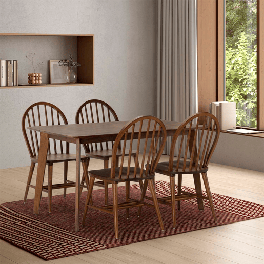 Conjunto de mesa 140x80 cm e 4 cadeiras de jantar Clarck Nogueira Conjunto de mesa 140x80 cm e 4 cadeiras de jantar Clarck Nogueira