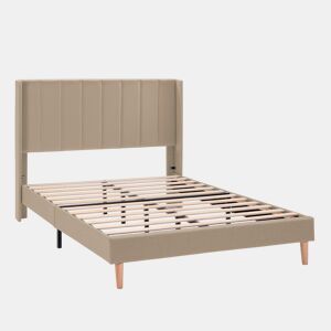 Cama estofada Noelia 30 cm, 90x190 cm, Bege