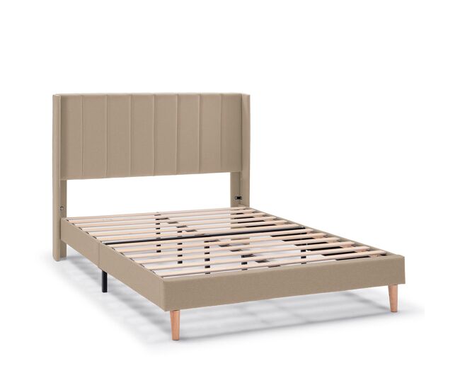 Estructura de cama tapizada noelia de 30 cm, 90x190 cm, beige