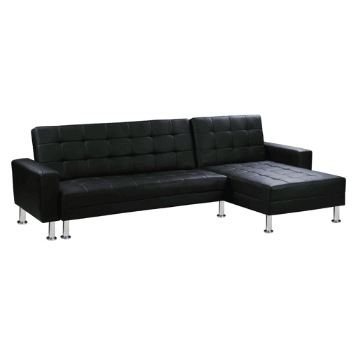 Sofá de canto conversível e reversível Theo - 258 x 82147 x 82 cm - 4 lugares - Preto