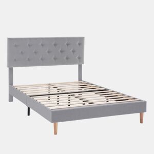 Cama estofada Rosi 30 cm, 90x190 cm, cinza claro