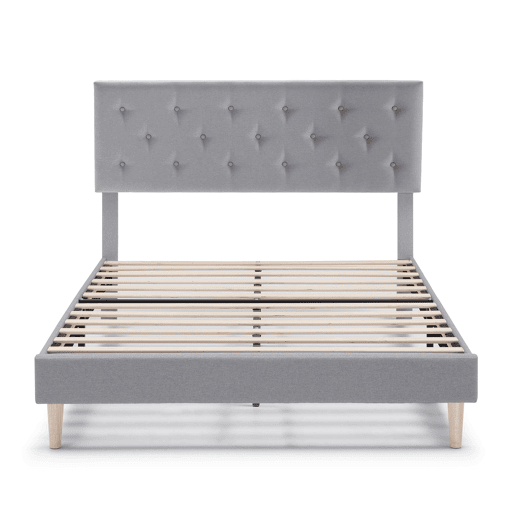 Cama estofada Rosi 30 cm, 90x190 cm, cinza claro
