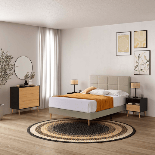 Cama estofada Silvi 30 cm, 150x190 cm, Bege Cama estofada Silvi 30 cm, 150x190 cm, Bege