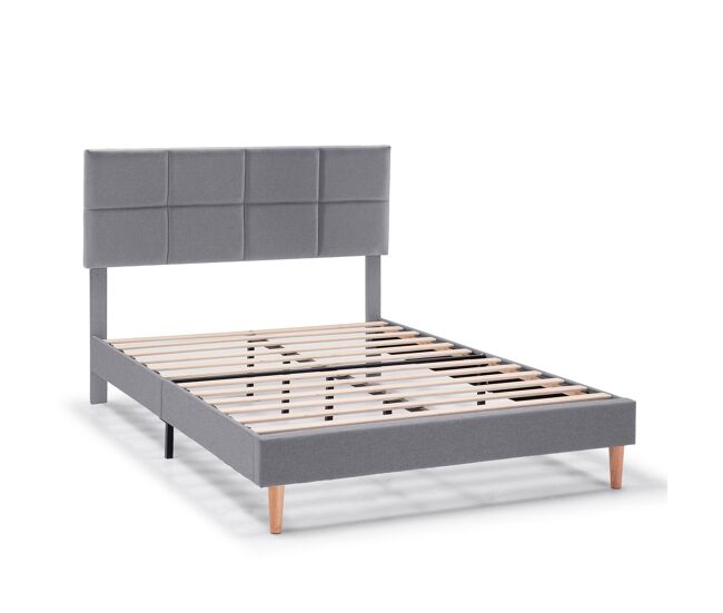 Estructura de cama tapizada silvi de 30 cm, 150x190 cm, gris oscuro
