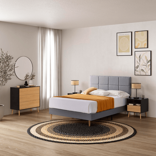 Cama estofada Silvi 30 cm, 150x190 cm, cinza escuro