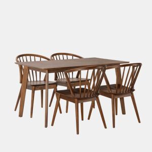 Conjunto de mesa 140x80 cm e 4 cadeiras de jantar Mura Nogueira