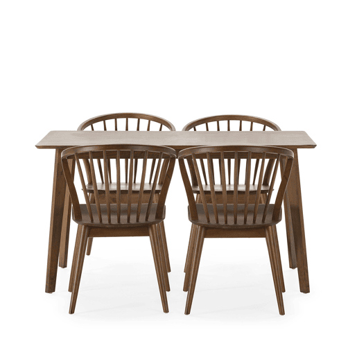 Conjunto de mesa 140x80 cm e 4 cadeiras de jantar Mura Nogueira