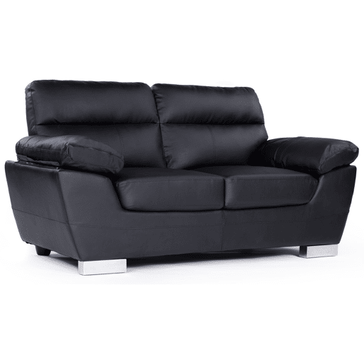 Sofá fixo em couro colado e PVC Dallas - 169 x 88 x 90 cm - 2 lugares - Preto