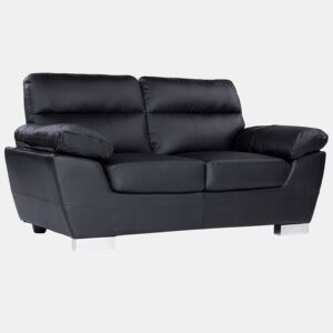 Sofá fixo em couro colado e PVC Dallas - 169 x 88 x 90 cm - 2 lugares - Preto