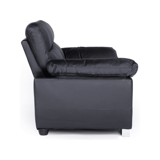 Sofá fixo em couro colado e PVC Dallas - 169 x 88 x 90 cm - 2 lugares - Preto