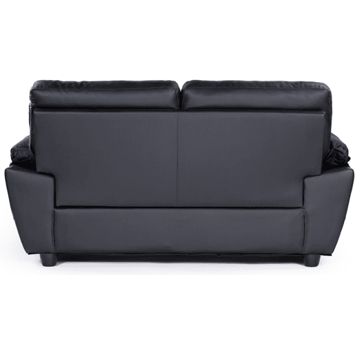 Sofá fixo em couro colado e PVC Dallas - 169 x 88 x 90 cm - 2 lugares - Preto