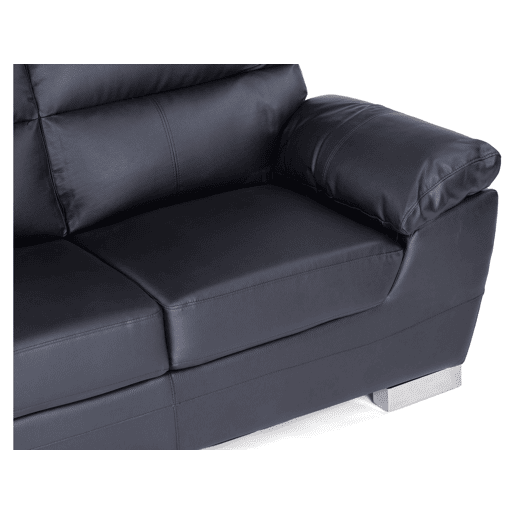 Sofá fixo em couro colado e PVC Dallas - 169 x 88 x 90 cm - 2 lugares - Preto