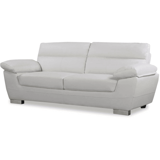 Sofá fixo em couro colado e PVC Dallas - 210 X 88 X 90 cm - 3 lugares - Branco
