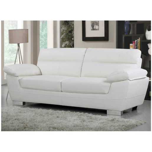 Sofá fixo em couro colado e PVC Dallas - 210 X 88 X 90 cm - 3 lugares - Branco