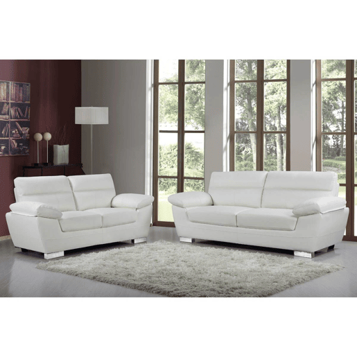 Sofá fixo em couro colado e PVC Dallas - 210 X 88 X 90 cm - 3 lugares - Branco