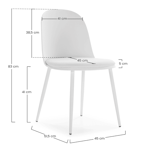 Conjunto de mesa 80x80 cm e 4 cadeiras de jantar Kana Branco