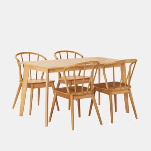 Conjunto de mesa 140x80 cm e 4 cadeiras de jantar Brisa Carvalho