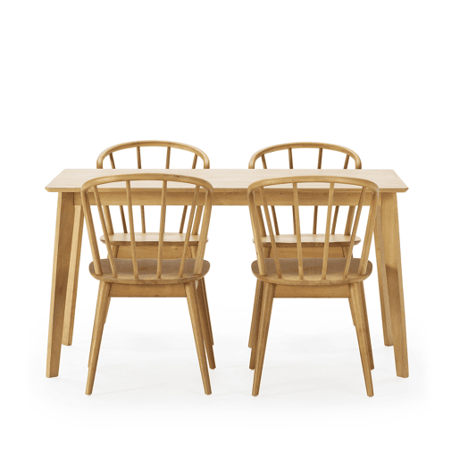 Conjunto de mesa 140x80 cm e 4 cadeiras de jantar Brisa Carvalho