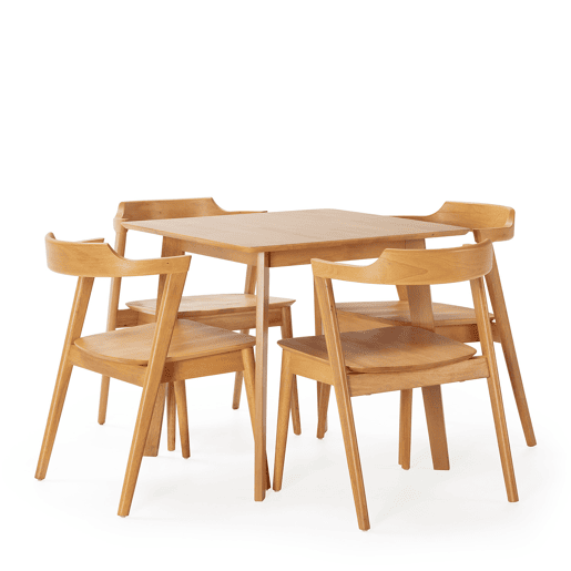 Conjunto de mesa 80x80 cm e 4 cadeiras de jantar Venus Carvalho