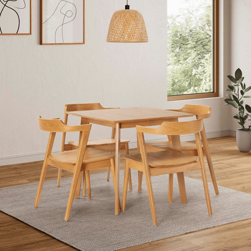 Conjunto de mesa 80x80 cm e 4 cadeiras de jantar Venus Carvalho Conjunto de mesa 80x80 cm e 4 cadeiras de jantar Venus Carvalho