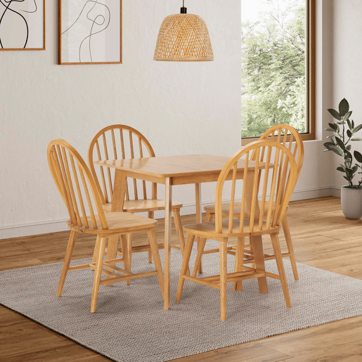 Conjunto de mesa 80x80 cm e 4 cadeiras de jantar Clarck Carvalho