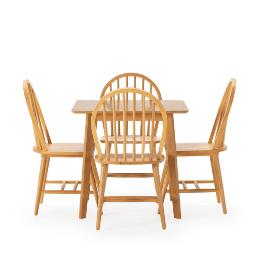 Conjunto de mesa 80x80 cm e 4 cadeiras de jantar Clarck Carvalho