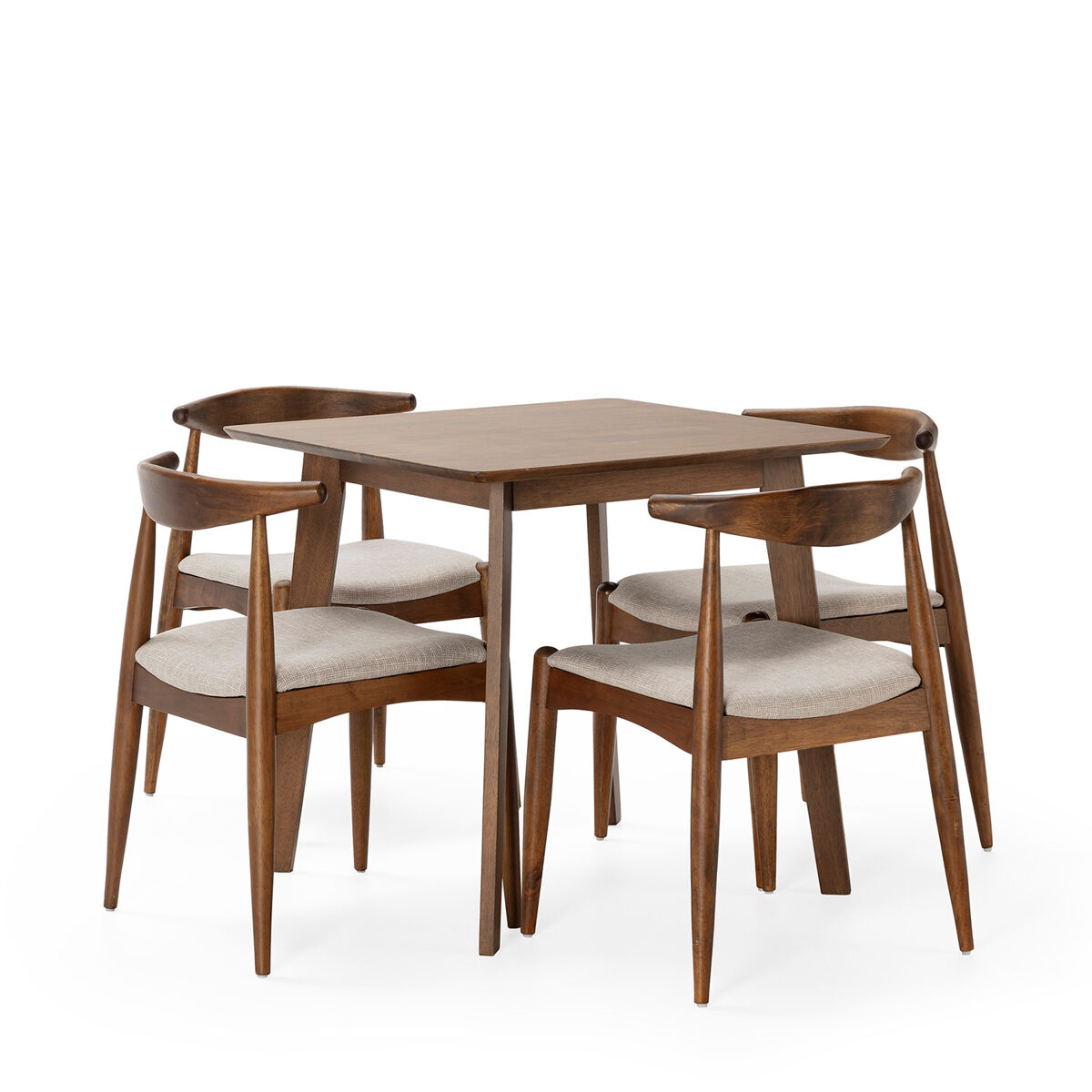 Juego de mesa y 4 sillas de comedor Corzo 80x80