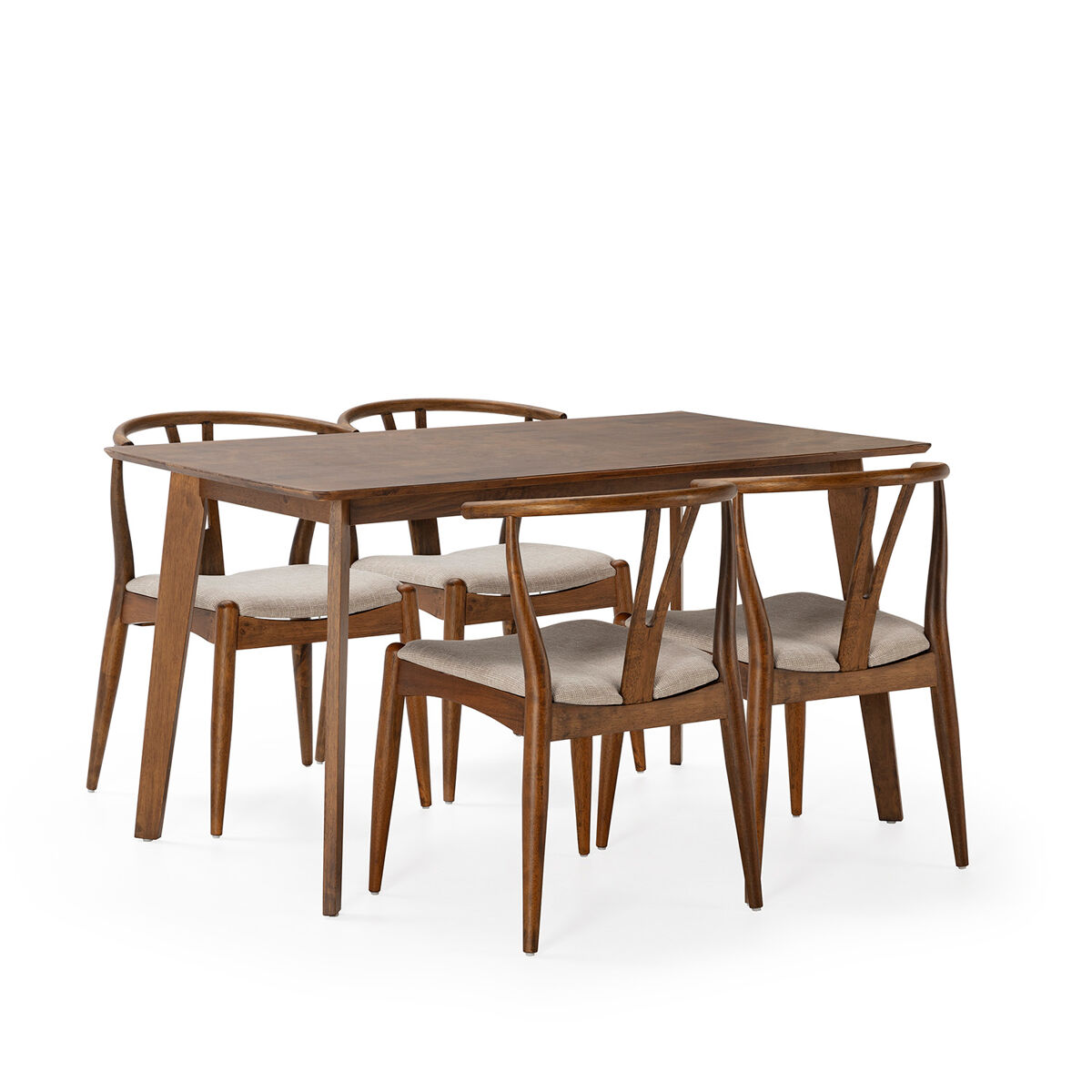 Juego de mesa y 4 sillas de comedor Rustic 140x80 Nogal