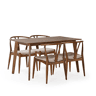 Conjunto de mesa 140x80 cm e 4 cadeiras de jantar Rustic Nogueira