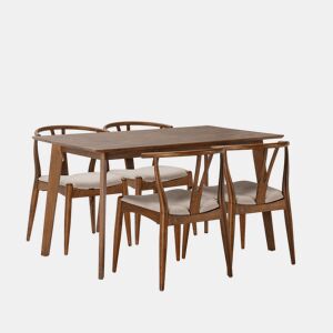Conjunto de mesa 140x80 cm e 4 cadeiras de jantar Rustic Nogueira