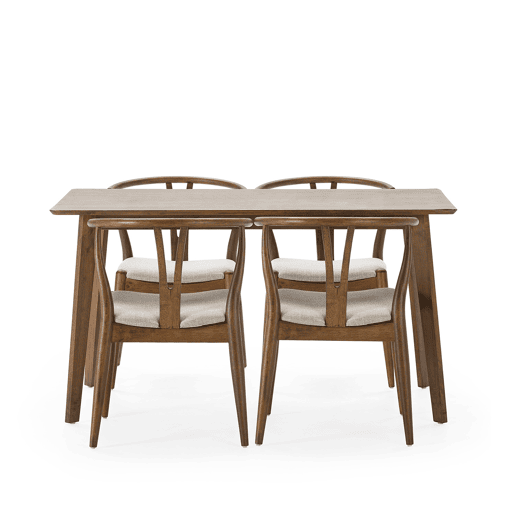 Conjunto de mesa 140x80 cm e 4 cadeiras de jantar Rustic Nogueira