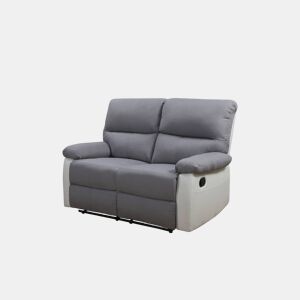 Sofá relax Lincoln - 147 x 89 x 103 cm - 2 lugares - Branco  cinza claro