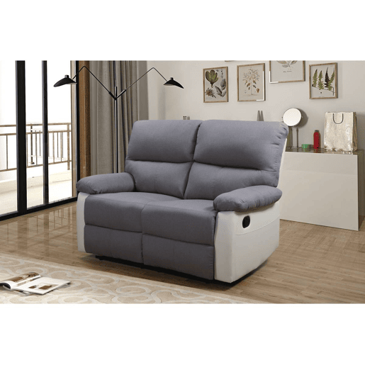 Sofá relax Lincoln - 147 x 89 x 103 cm - 2 lugares - Branco  cinza claro