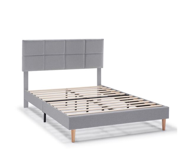 Estructura de cama tapizada silvi de 30 cm, 140x190 cm, gris claro
