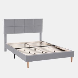 Cama estofada Silvi 30 cm, 90x190 cm, cinza claro