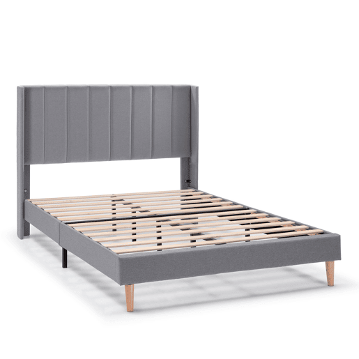 Cama estofada Noelia 30 cm, 140x190 cm, cinza escuro
