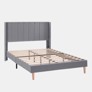 Cama estofada Noelia 30 cm, 140x190 cm, cinza escuro