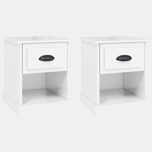 vidaXL Mesas de cabeceira 2 pcs derivados de madeira branco brilhante