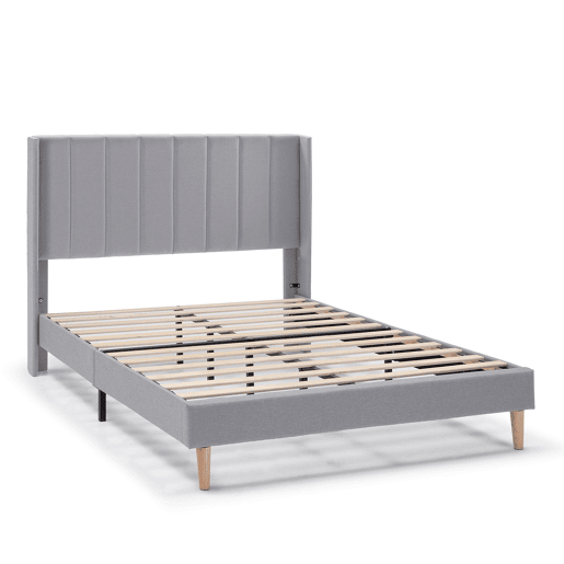 Cama estofada Noelia 30 cm, 90x190 cm, cinza claro