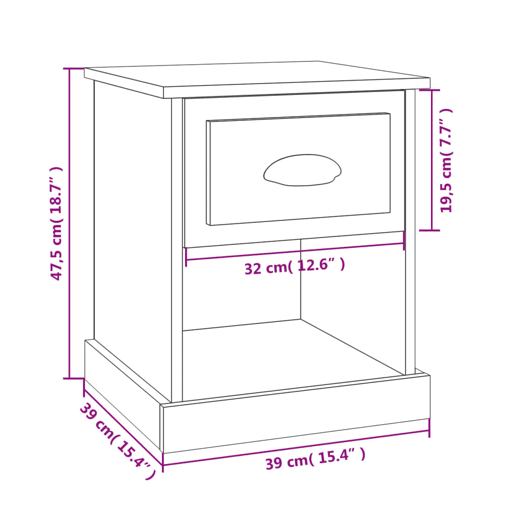 vidaXL Mesa de cabeceira 2 pcs derivados de madeira carvalho fumado