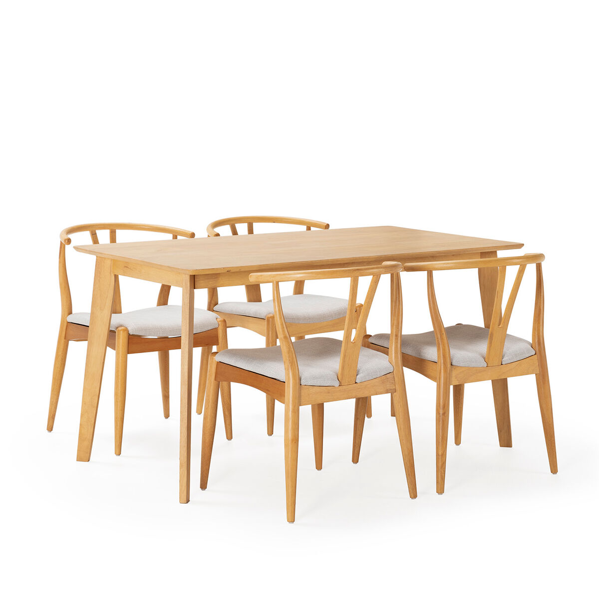 Juego de mesa y 4 sillas de comedor Rustic 140x80