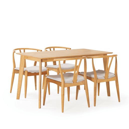 Conjunto de mesa 140x80 cm e 4 cadeiras de jantar Rustic Carvalho
