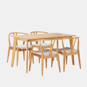 Conjunto de mesa 140x80 cm e 4 cadeiras de jantar Rustic Carvalho
