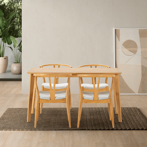 Conjunto de mesa 140x80 cm e 4 cadeiras de jantar Rustic Carvalho