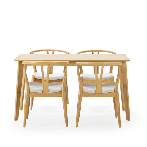 Conjunto de mesa 140x80 cm e 4 cadeiras de jantar Rustic Carvalho