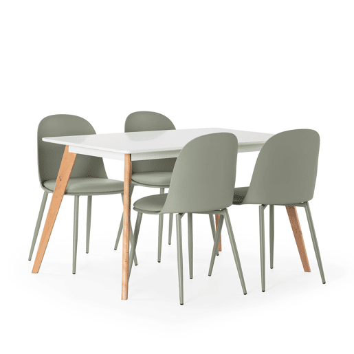 Conjunto de mesa 120x80 cm e 4 cadeiras de jantar Kana Verde