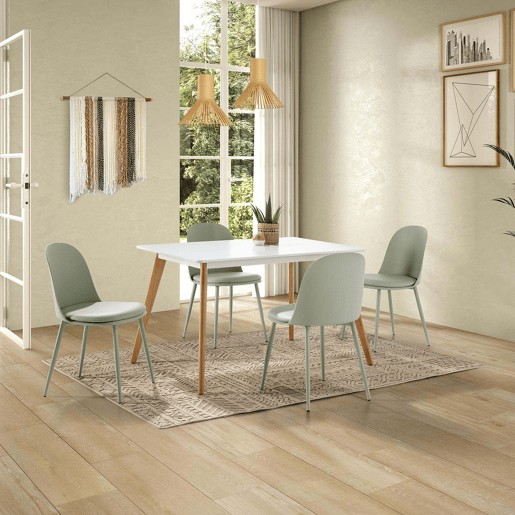 Conjunto de mesa 120x80 cm e 4 cadeiras de jantar Kana Verde