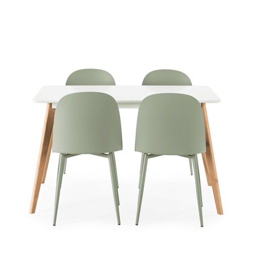 Conjunto de mesa 120x80 cm e 4 cadeiras de jantar Kana Verde